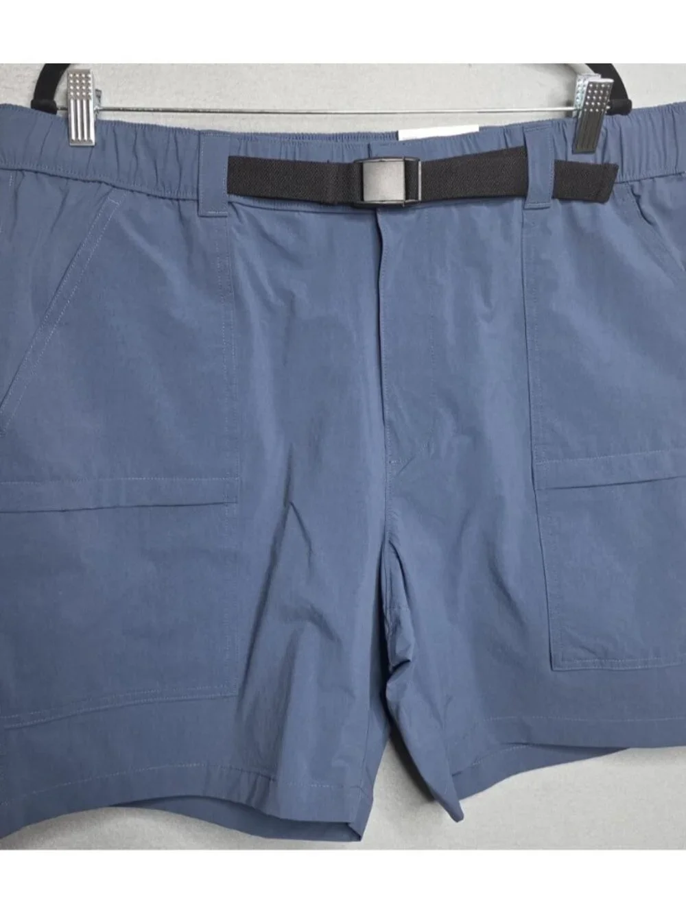 Sonoma Outdoor Cargo Shorts Mens 40 Blue Nylon Stretch Belted Elastic Waist NEW